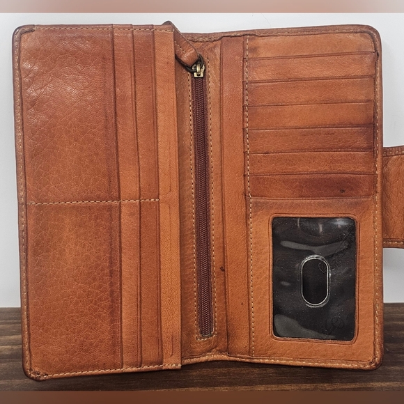 **SOLD**Vintage Fossil 1954 LLV Women's Brown Leather Bifold Clutch Wallet Zip - Picture 8 of 14